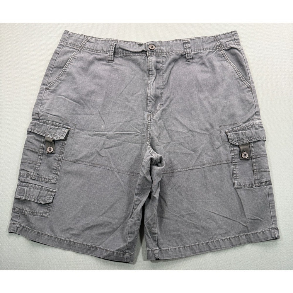London Fog Cargo Shorts Grey Ripstop Multi-Pocket Outdoor Hiking Trail Men's 38